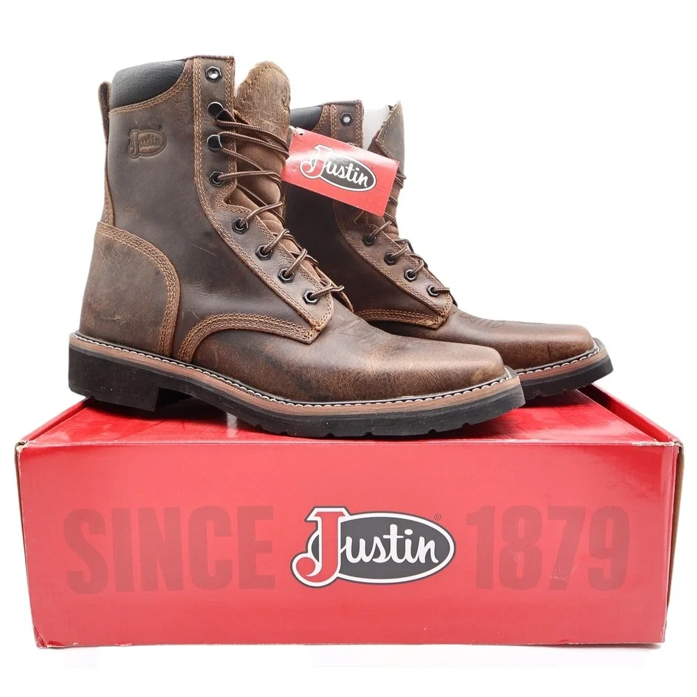 Justin Modern SE681 Work Boots Mens 12 D Brown Leather New With Tags